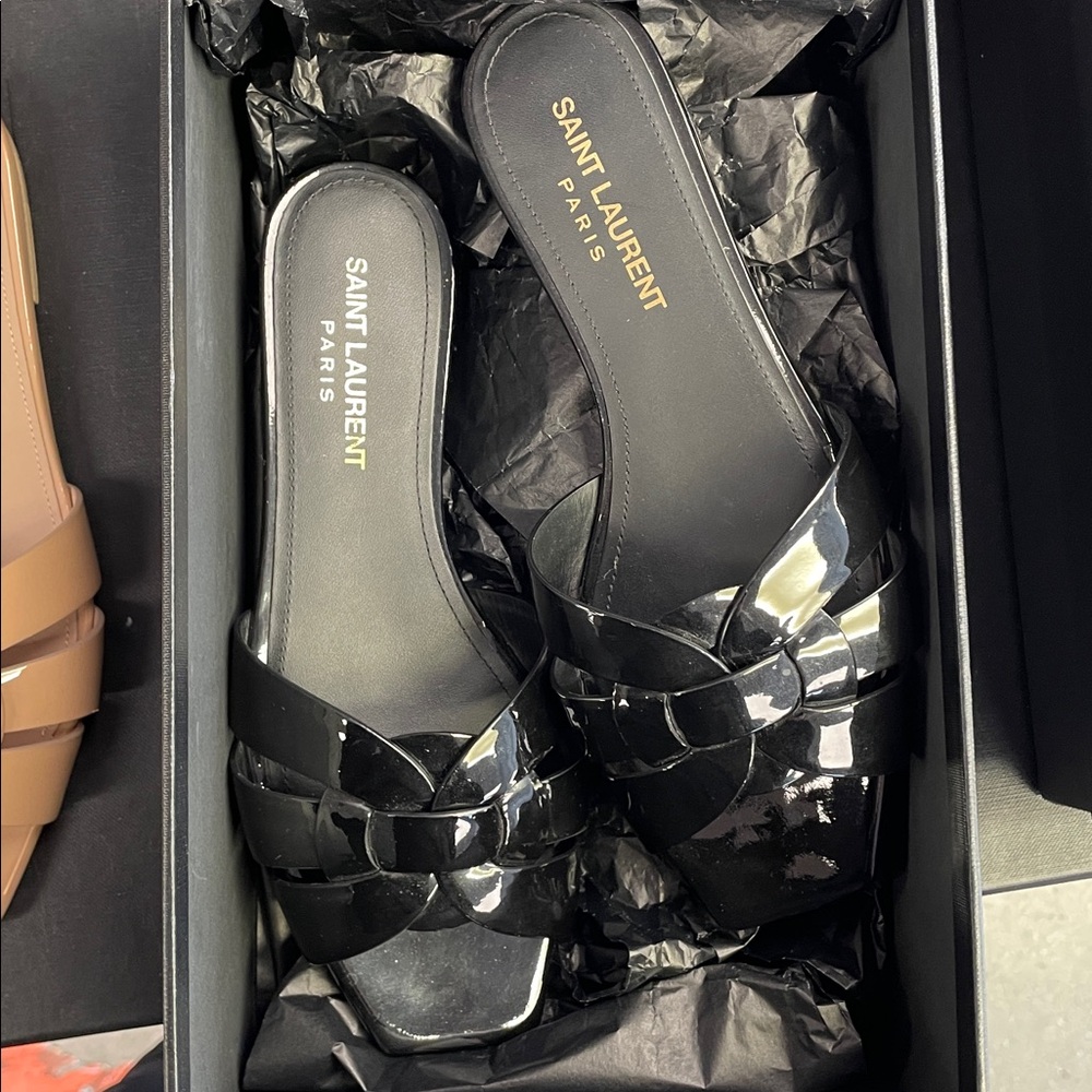 Saint Laurent Glossy Black Slides